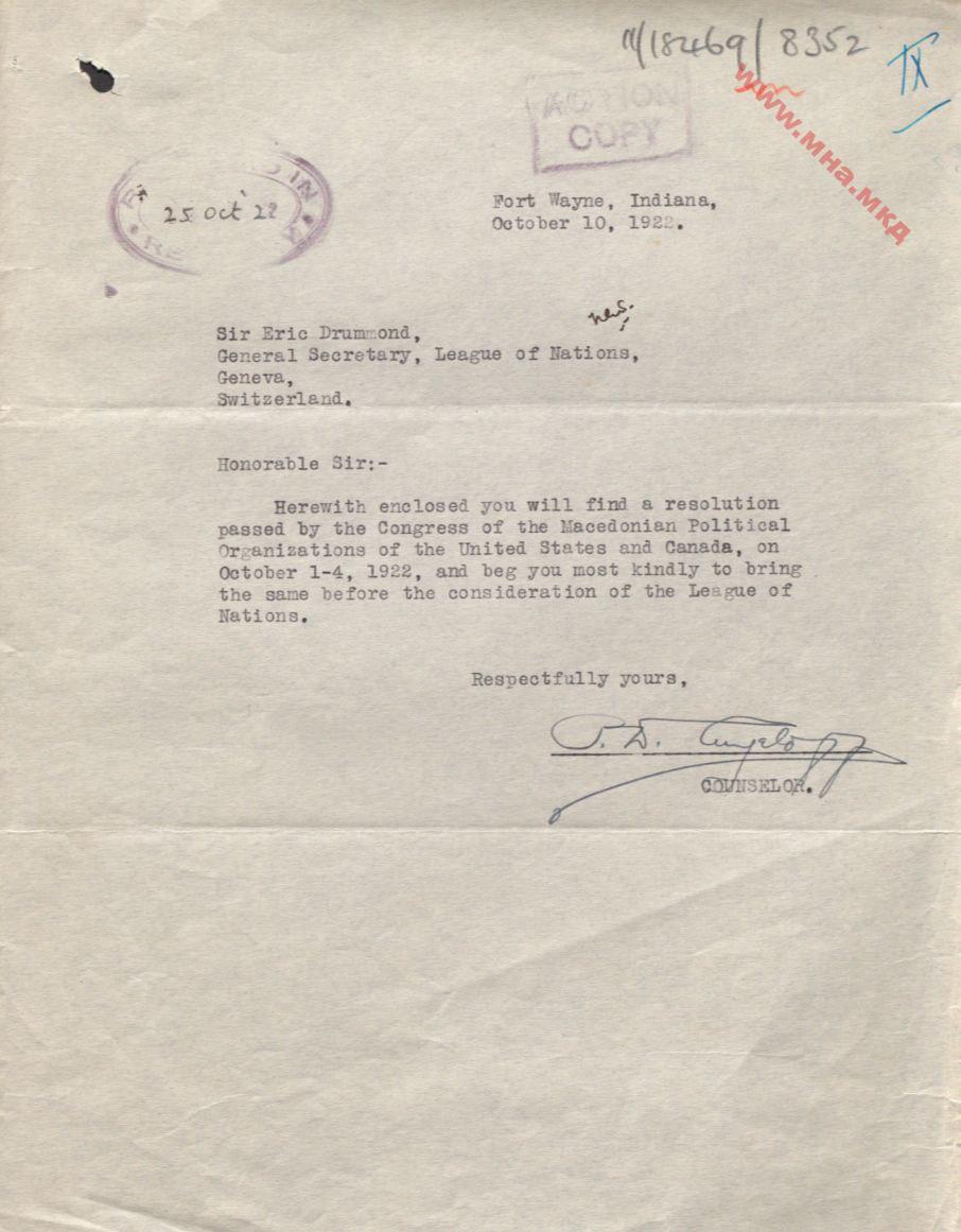 1922.10.04-14_Резолуција на Конгресот на МПО на САД и Канада