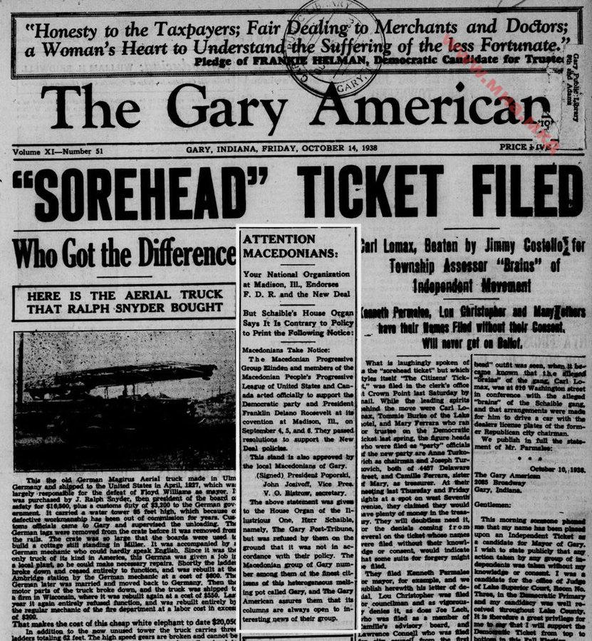 1938.10.14_The Gary American – Attention Macedonians, Gary, Indiana
