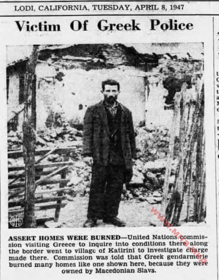 1947.04.08_Lodi News-Sentinel – Victim Of Greek Police; California