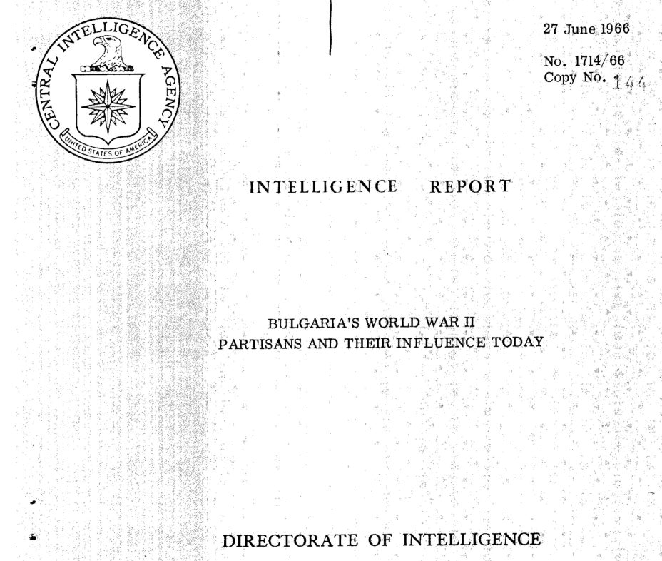 1966.06.27_CIA – Bulgaria’s World War II partisans, no. 1714-66