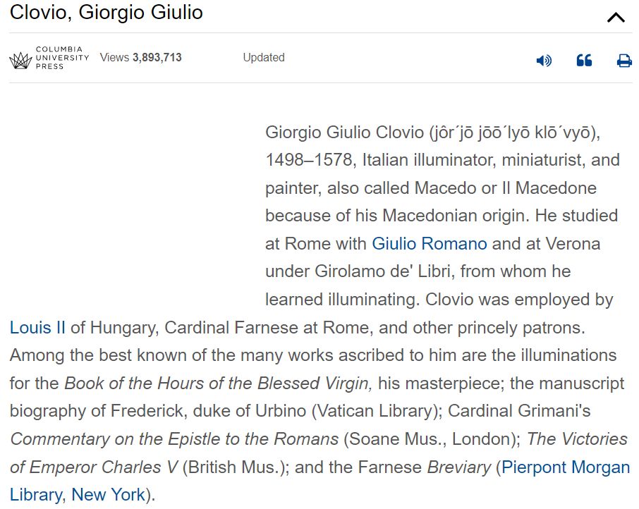 1498-1578 « 2007_The Columbia Encyclopedia, 5 ed. - Giorgio Giulio Clovio Il Macedone-02