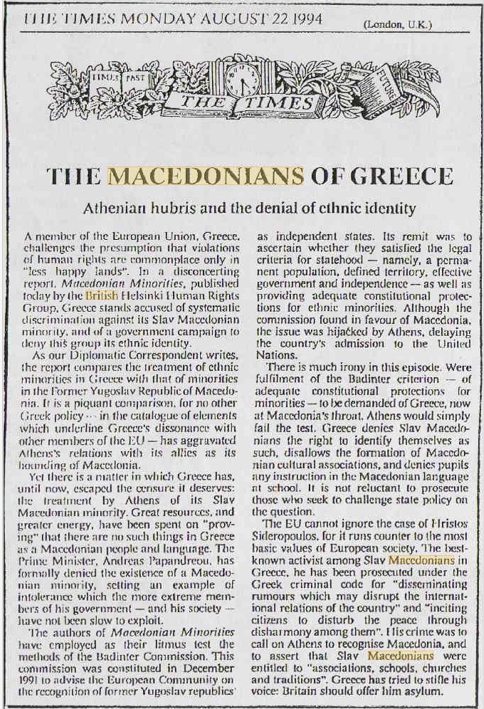 1994.08.22_The Times, London - The Macedonians of Greece