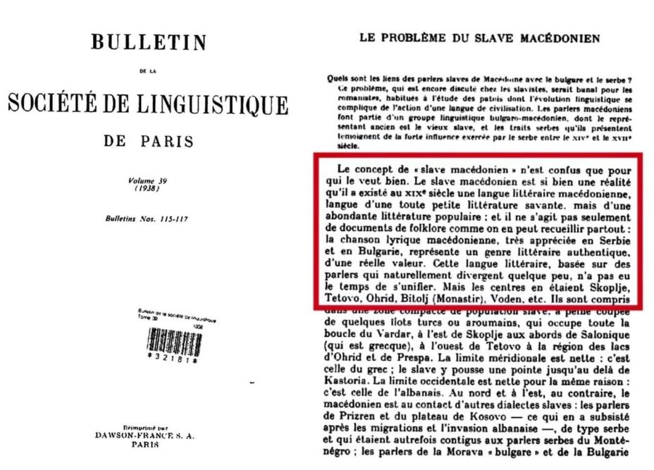 1938_Bulletin de la Société de Linguistique de Paris - 'Le Probleme du Slave Macèdonien', 115-117, Paris