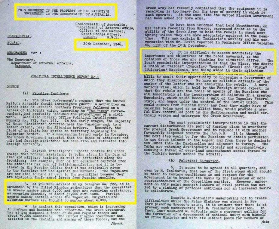 1946.12.20_Department of External Affairs – ‘Political intelligence memorandum report’, no.5, Commonwealth of Australia, Canberra 1946.12.20_Department of External Affairs - 'Memorandum', Canberra