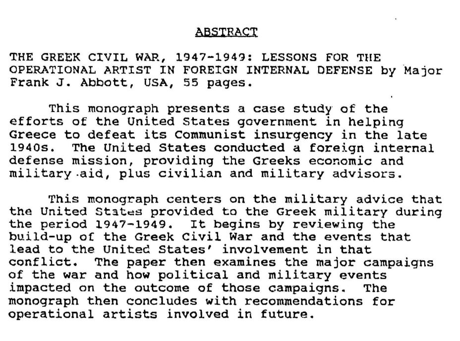 1947-1949 « 1994.05_Frank J. Abbot – ‘The Greek Civil War…’, Fort Leavenworth – Kansas, USA 1947-1949 « 1994.05_Frank J. Abbot - 'The Greek Civil War...', Fort Leavenworth - Kansas, USA