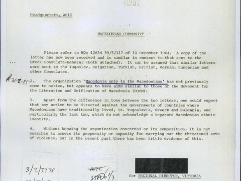1985.02.20_Australian Security Intelligence Organization – Macedonian community 1985.02.20_Australian Security Intelligence Organization - Macedonian community