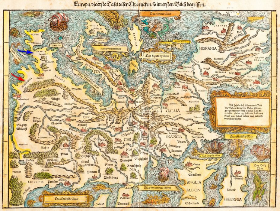 1548-1550_Johannes Stumpf - 'Europa die erste, Tafel des Ersten Buchs‘, Zürich