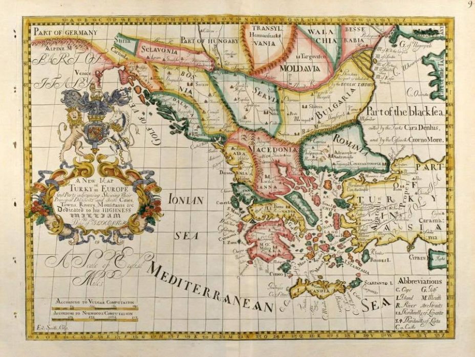 1738_Osmanlı Avrupası Haritası - 'Map of the Ottoman Empire in Europe'