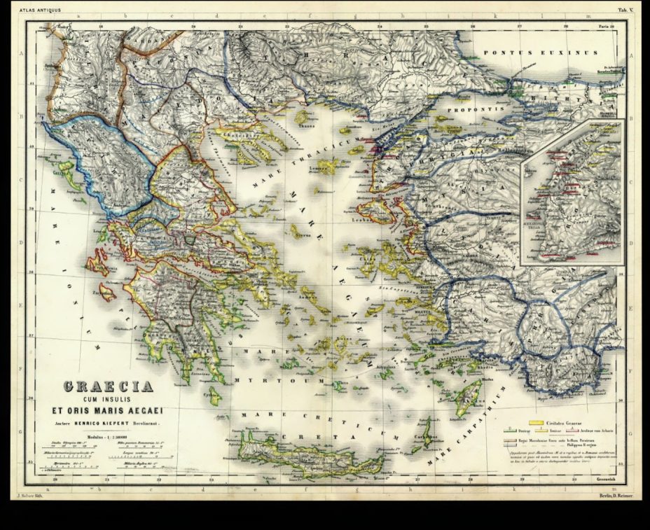 1877_Heinrich Kiepert - 'Greece with the Islands and Shores of the Aegean Sea. Troy', Berlin (Dietrich Reimer)