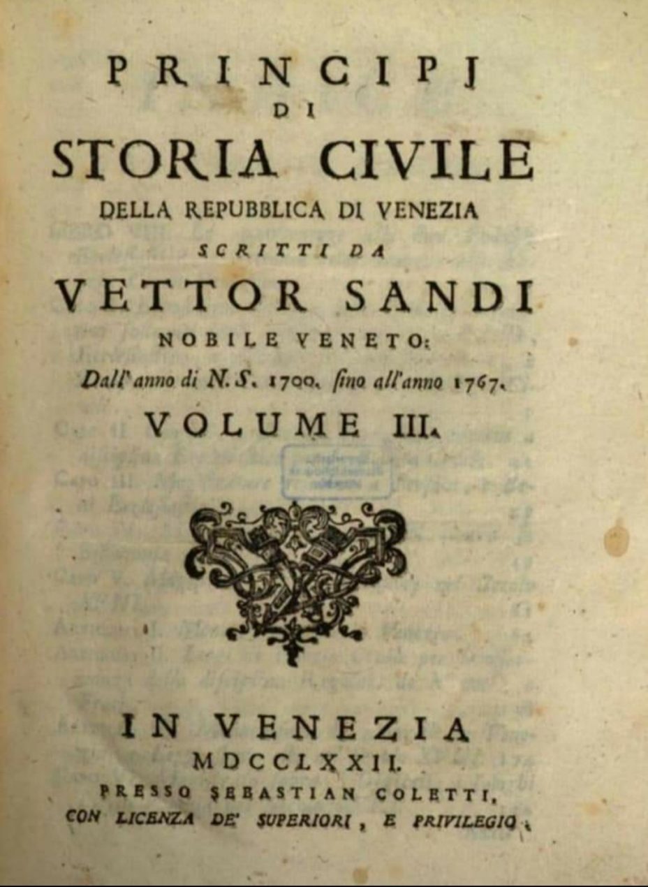 1772_’Principi di Storia civile della Repubblica di Venezia‘, vIII, Venezia 1772_’Principi di Storia civile della Repubblica di Venezia‘, vIII, Venezia
