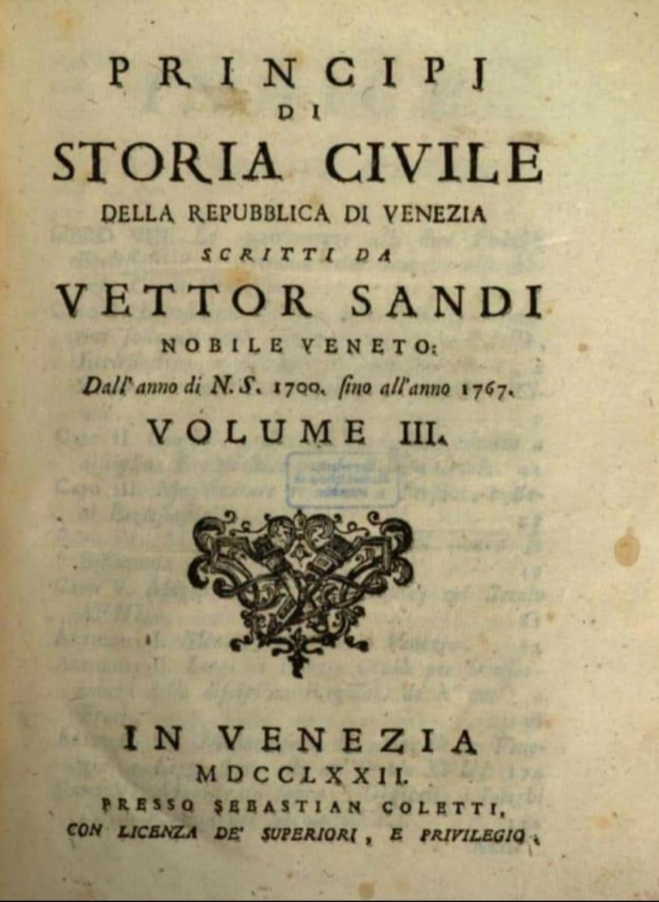 1772_’Principi di Storia civile della Repubblica di Venezia‘, vIII, Venezia