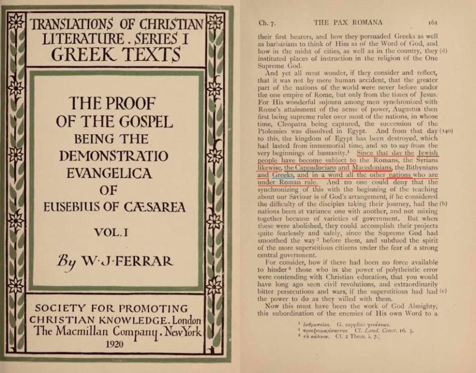 1920_W.J.Ferrar - ’The proof of the gospel being the demonstratio of evangelica of Eusebius of Caesarea‘, New York