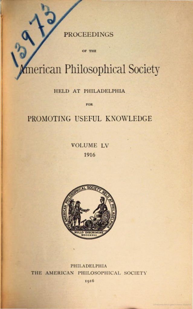 1916_American Philosophical Society - Proceedings, v55, t