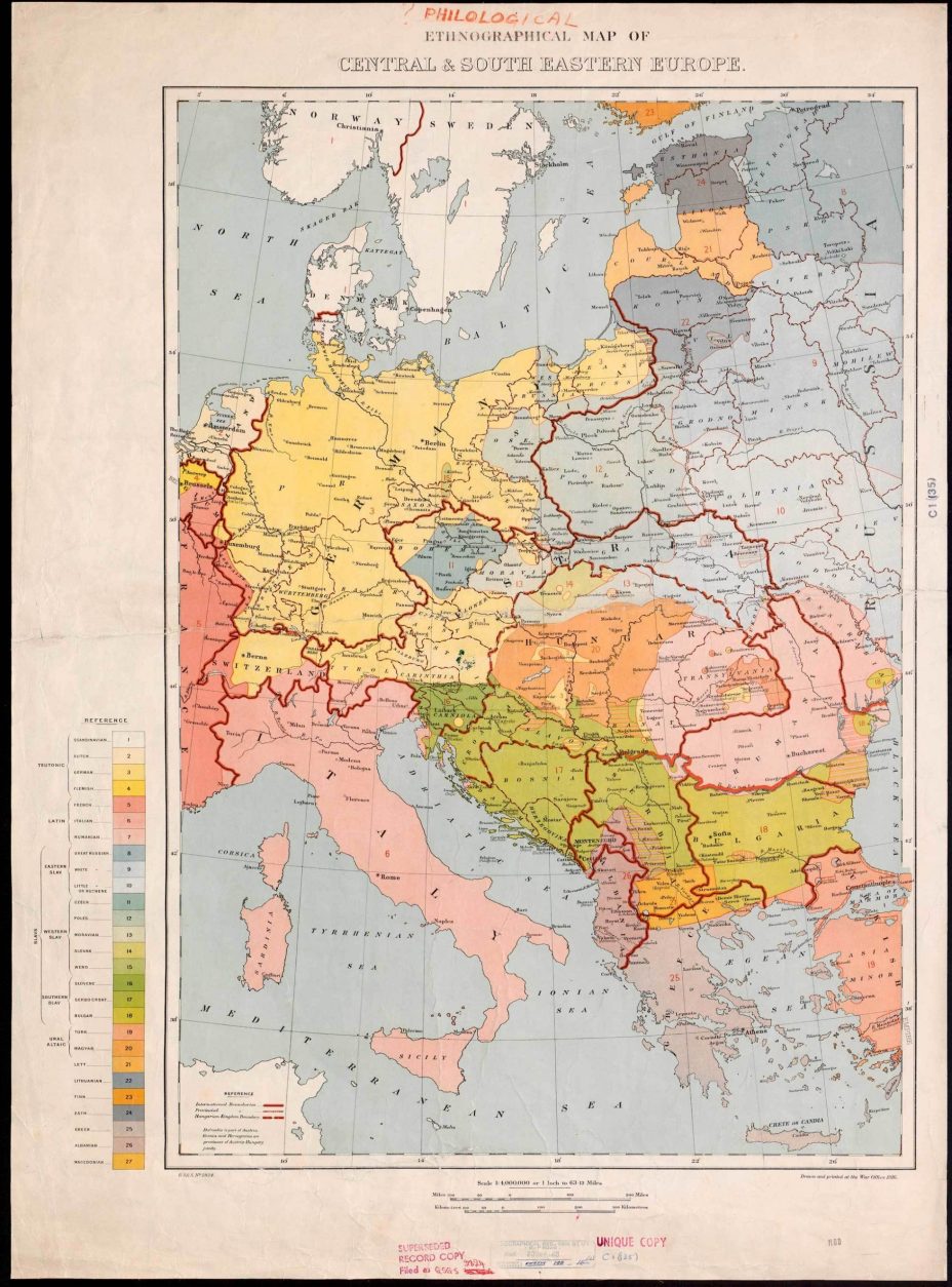 1918_British philological ethnographical map of central & south eastern Europe 1918_British philological ethnographical map of central & south eastern Europe