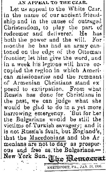 1896.01.24_The Democrat, Smeth Port PA – An appeal to the czar 1896.01.24_The Democrat, Smeth Port PA - An appeal to the czar