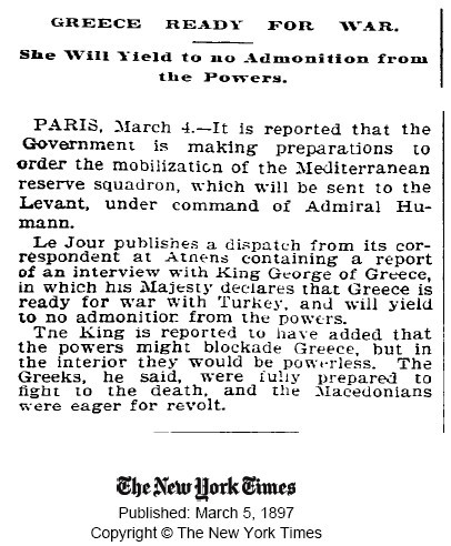 1897.03.05_The New York Times – Greece ready for war 1897.03.05_The New York Times - Greece ready for war