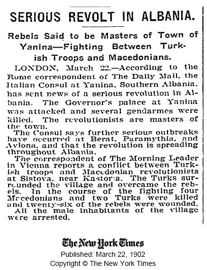 1902.03.22_The New York Times – Serious revolt in Albania 1902.03.22_The New York Times - Serious revolt in Albania