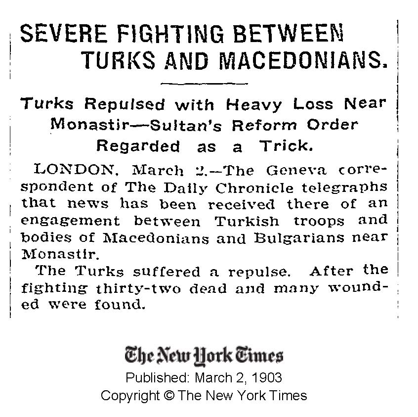 1903.03.02_The New York Times – Severe fighting between Turks and Macedonians 1903.03.02_The New York Times - Severe fighting between Turks and Macedonians