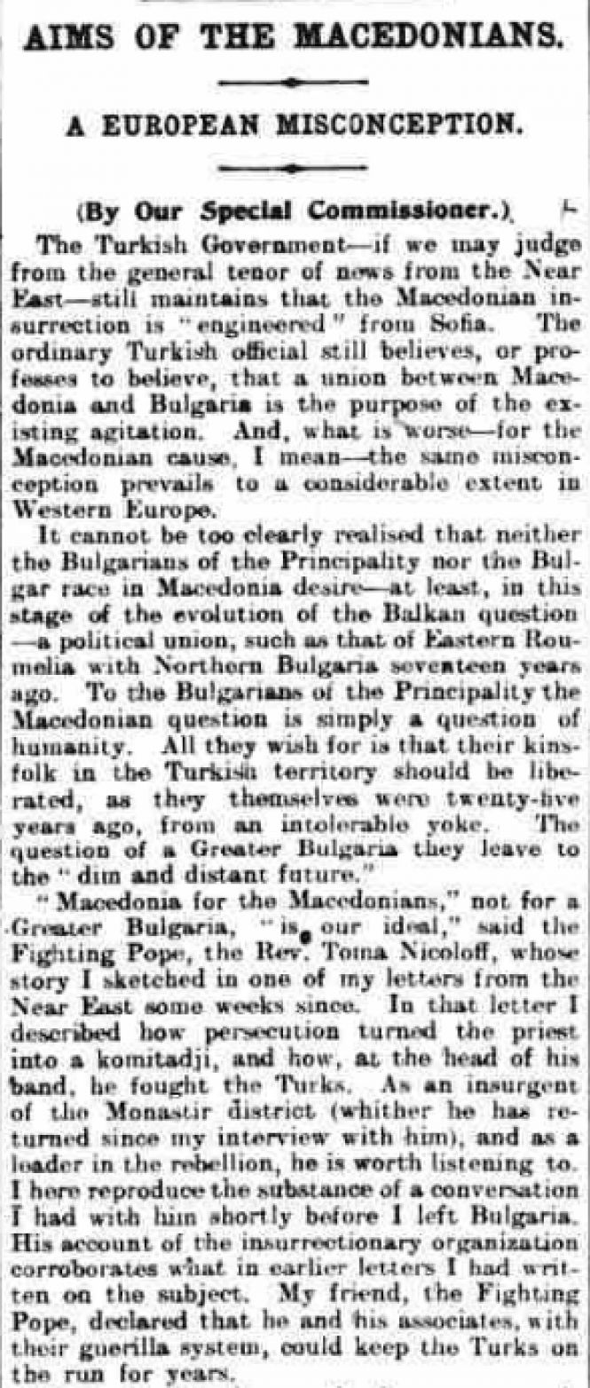 1903.08.12_Daily News, поп Тома Николов - Целите на Македонците