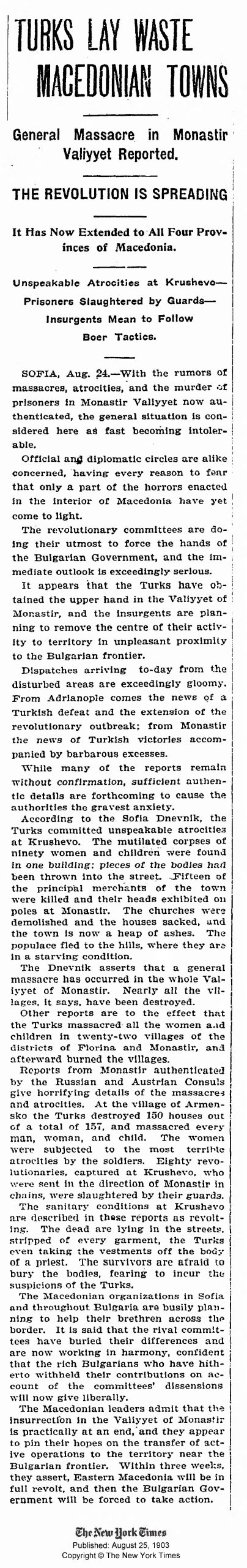 1903.08.25_The New York Times – Turks lay waste to Macedonian towns 1903.08.25_The New York Times - Turks lay waste to Macedonian towns