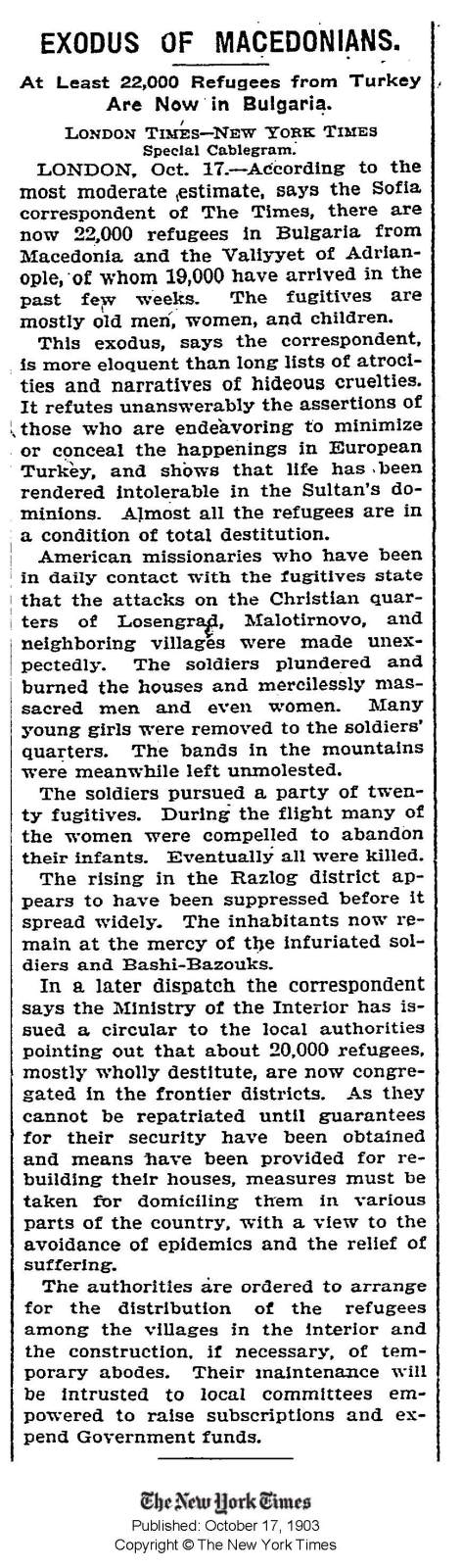 1903.09.17_The New York Times - Exodus of Macedonians