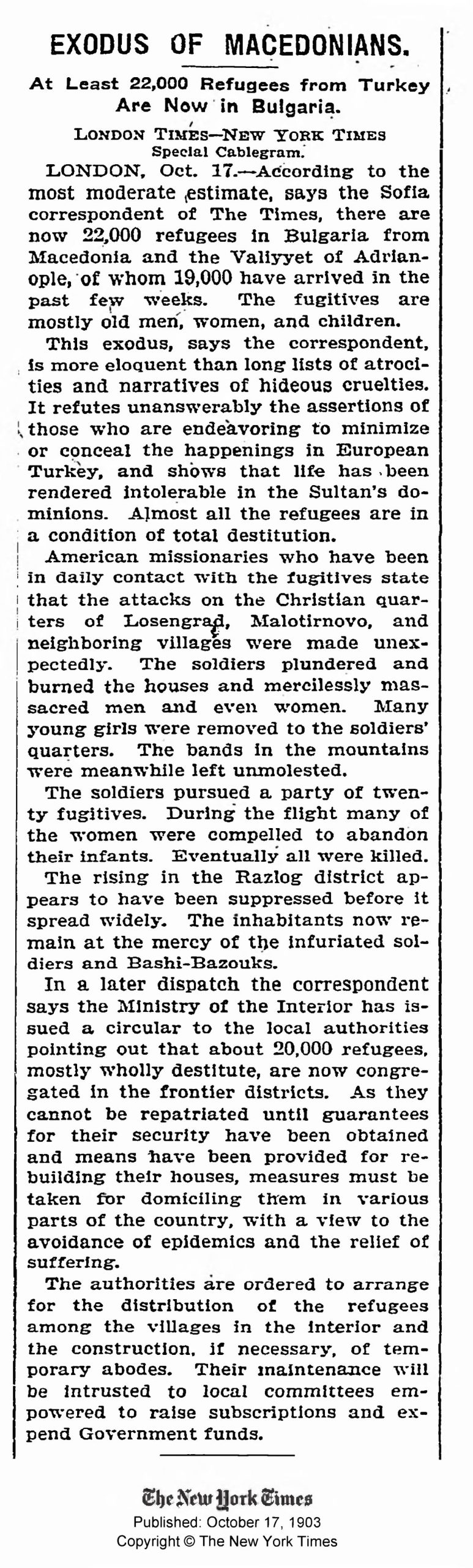 1903.10.17_The New York Times – Exodus of Macedonians 1903.10.17_The New York Times - Exodus of Macedonians