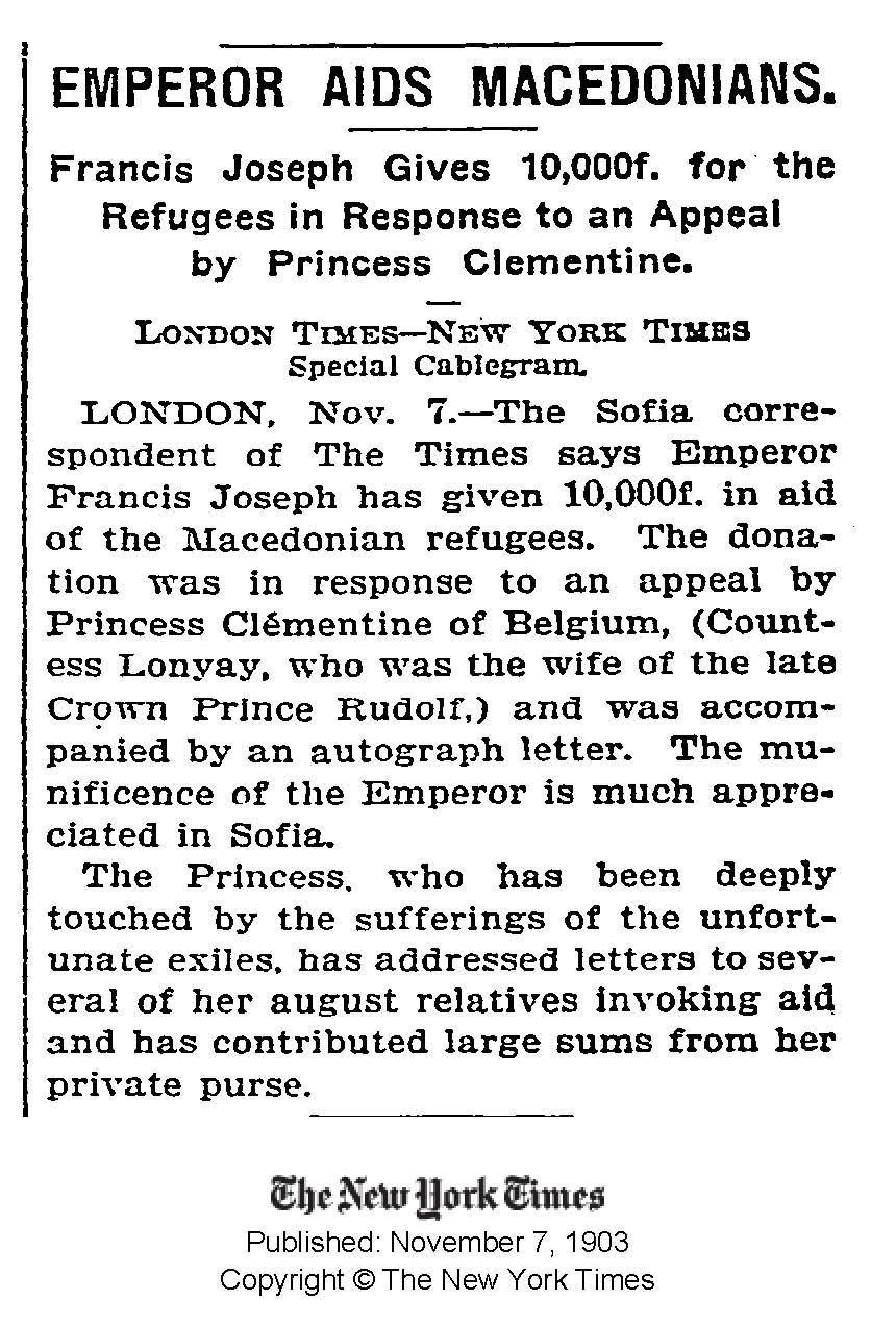 1903.11.07_The New York Times – Emperor aids Macedonians 1903.11.07_The New York Times - Emperor aids Macedonians