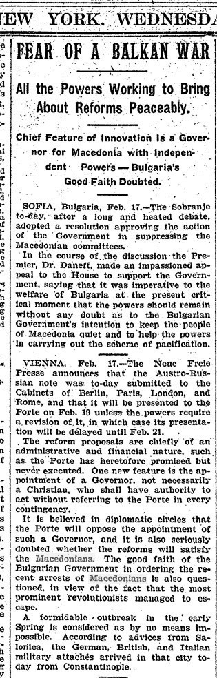 1904.02.17_The New York Times – Fear of Balkan war 1904.02.17_The New York Times - Fear of Balkan war