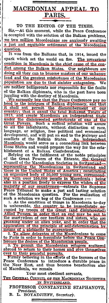 1919.08.16_The Times – Macedonian Appeal To Paris, pg6 1919.08.16_The Times - Macedonian Appeal To Paris, pg6