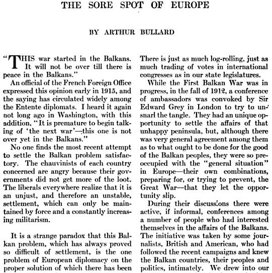 1920.11_Arthur Bullard – ‘The Sore Spot of Europe’ 1920.11_Arthur Bullard - 'The Sore Spot of Europe'