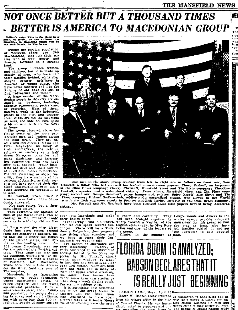1925.04.12_The Mansfield News – Not once but a 1000 times better is America to Macedonian group 1925.04.12_The Mansfield News - Not once but a 1000 times better is America to Macedonian group