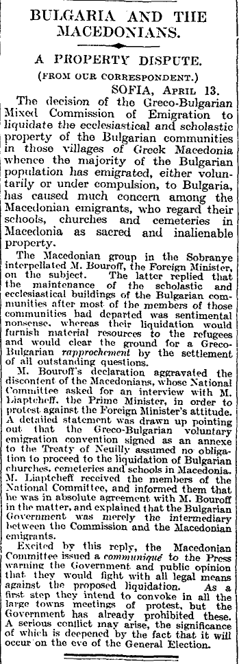 1927.04.14_The London Times – Bulgaria and the Macedonians, p13 1927.04.14_The London Times - Bulgaria and the Macedonians, p13