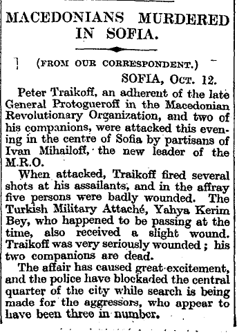 1928.10.13_The London Times – Macedonians murdered in Sofia, p11 1928.10.13_The London Times - Macedonians murdered in Sofia, p11