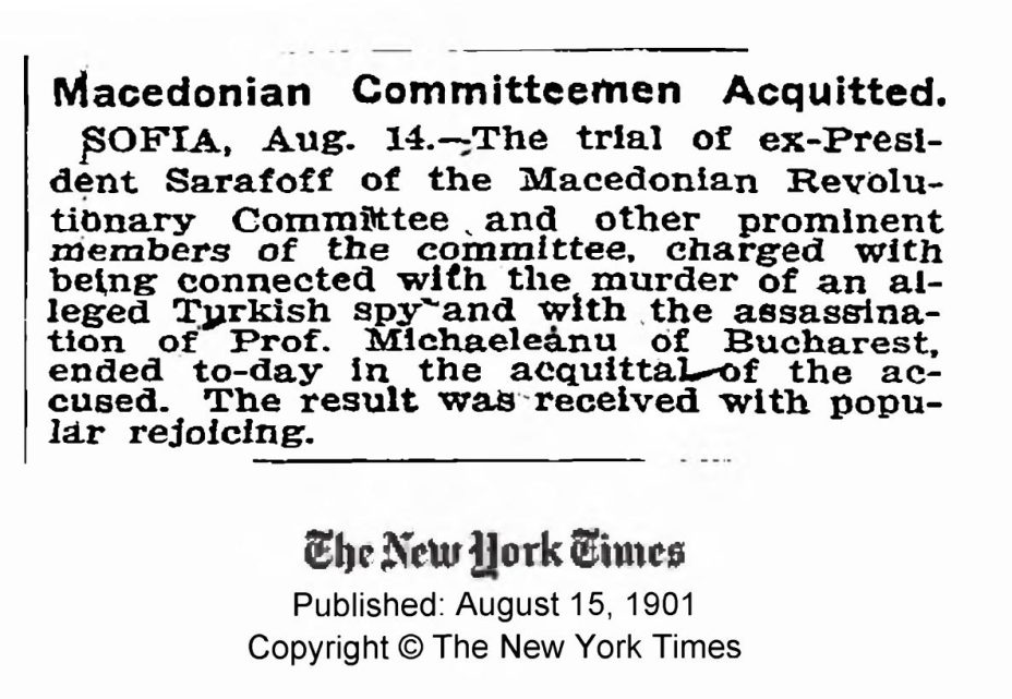 1901.08.15_The New York Times – Macedonian Committeemen Acquitted 1901.08.15_The New York Times - Macedonian Committeemen Acquitted