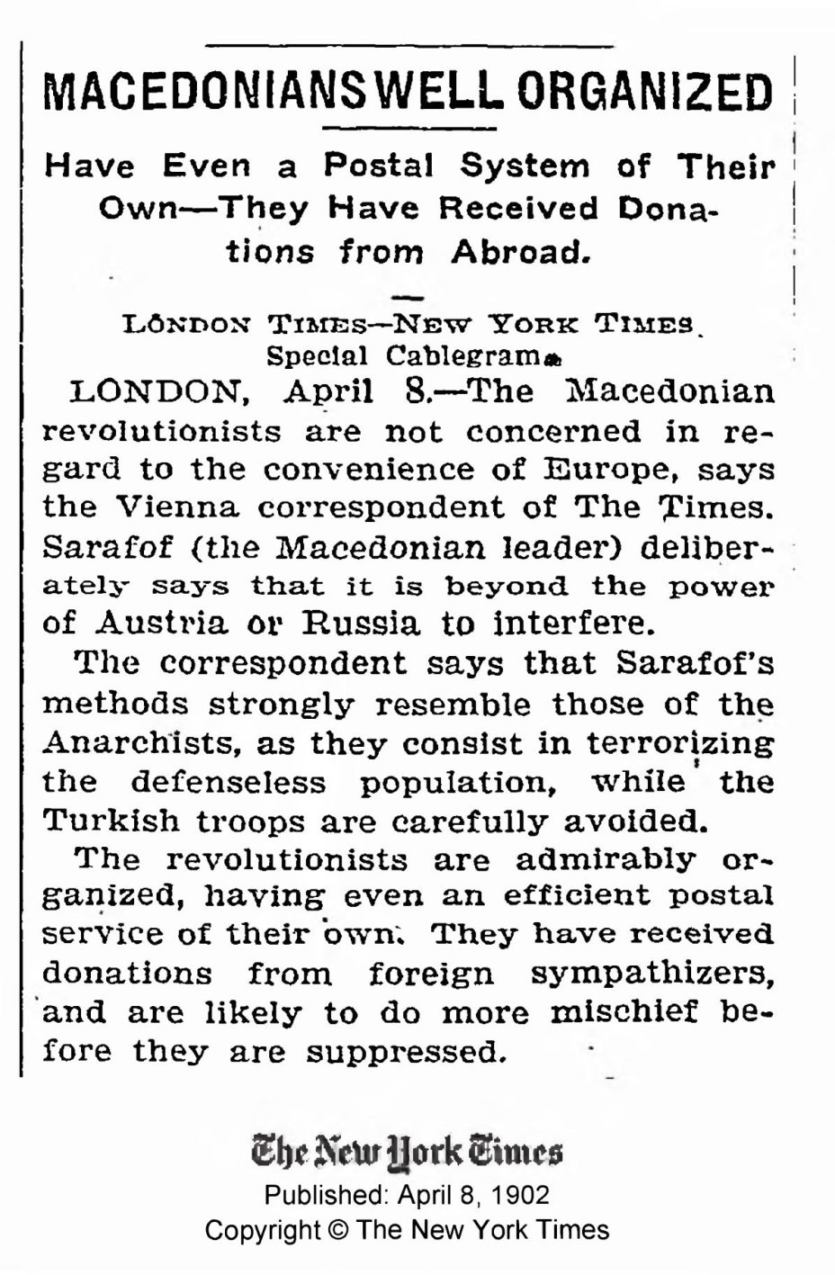 1902.04.08_The New York Times – Macedonians Well Organized 1902.04.08_The New York Times - Macedonians Well Organized