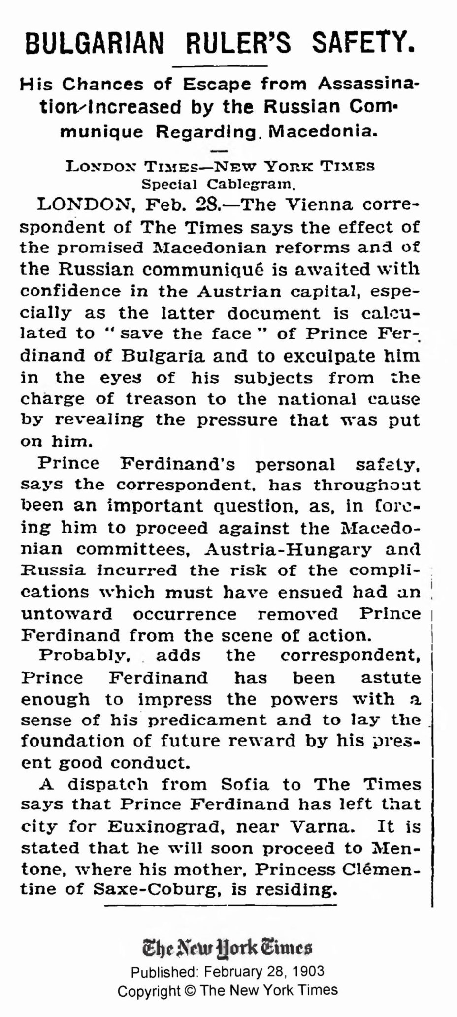 1903.02.28_The New York Times – Ferdinand against Macedonians 1903.02.28_The New York Times - Ferdinand against Macedonians
