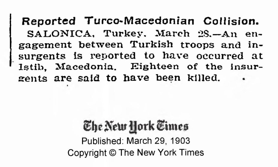 1903.03.29_The New York Times – Reported Turco-Macedonian Collision 1903.03.29_The New York Times - Reported Turco-Macedonian Collision
