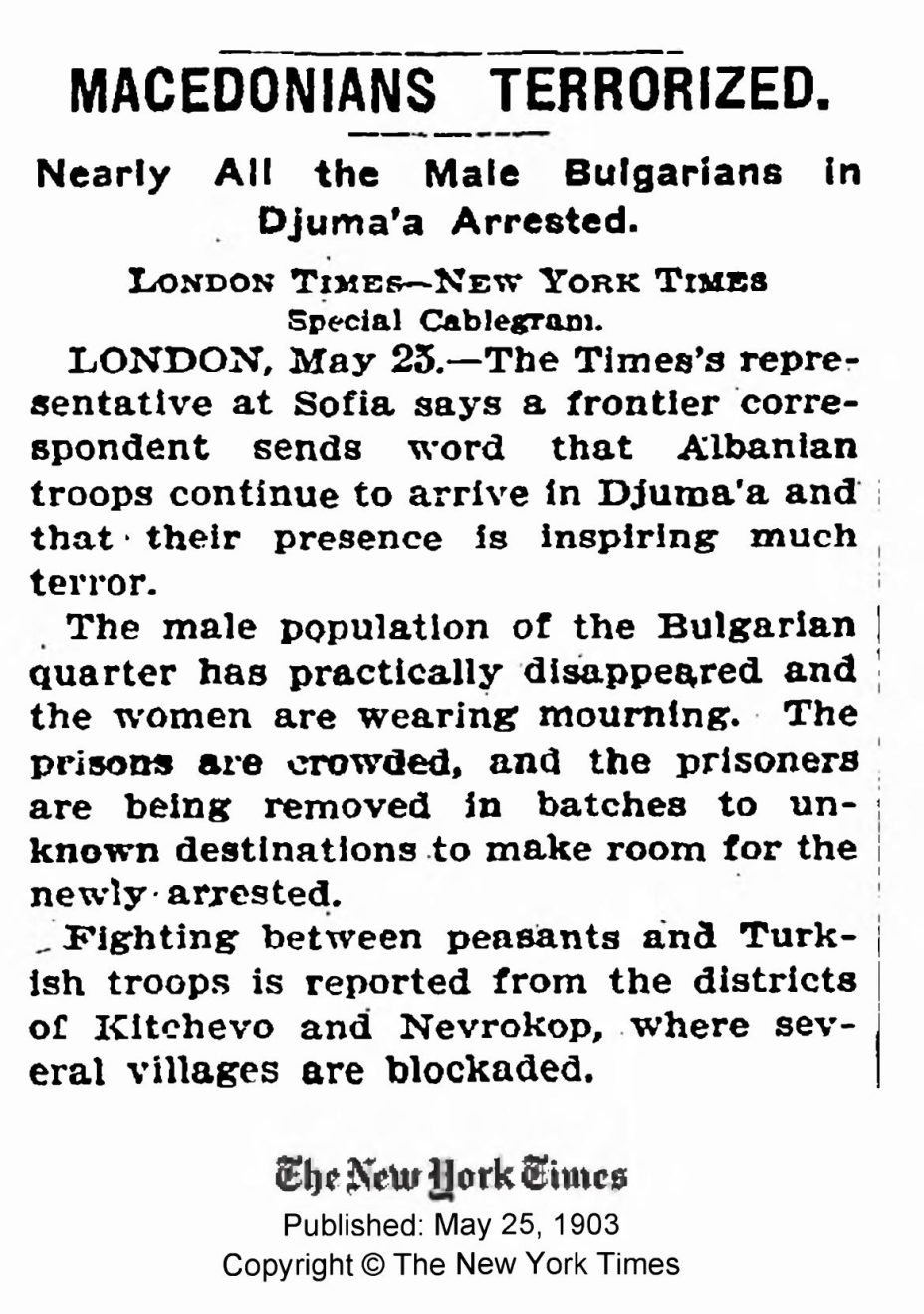 1903.05.25_The New York Times - Macedonians terrorized