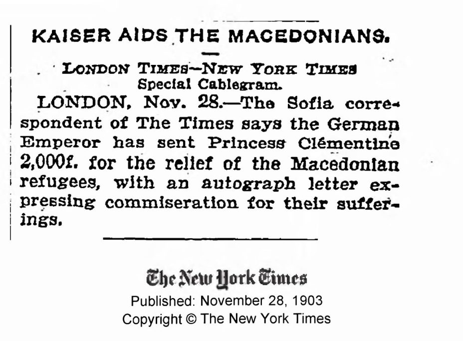 1903.11.28_The New York Times - Kaiser aids the Мacedonians