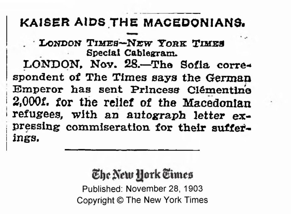 1903.11.28_The New York Times – Kaiser aids the Мacedonians 1903.11.28_The New York Times - Kaiser aids the Мacedonians
