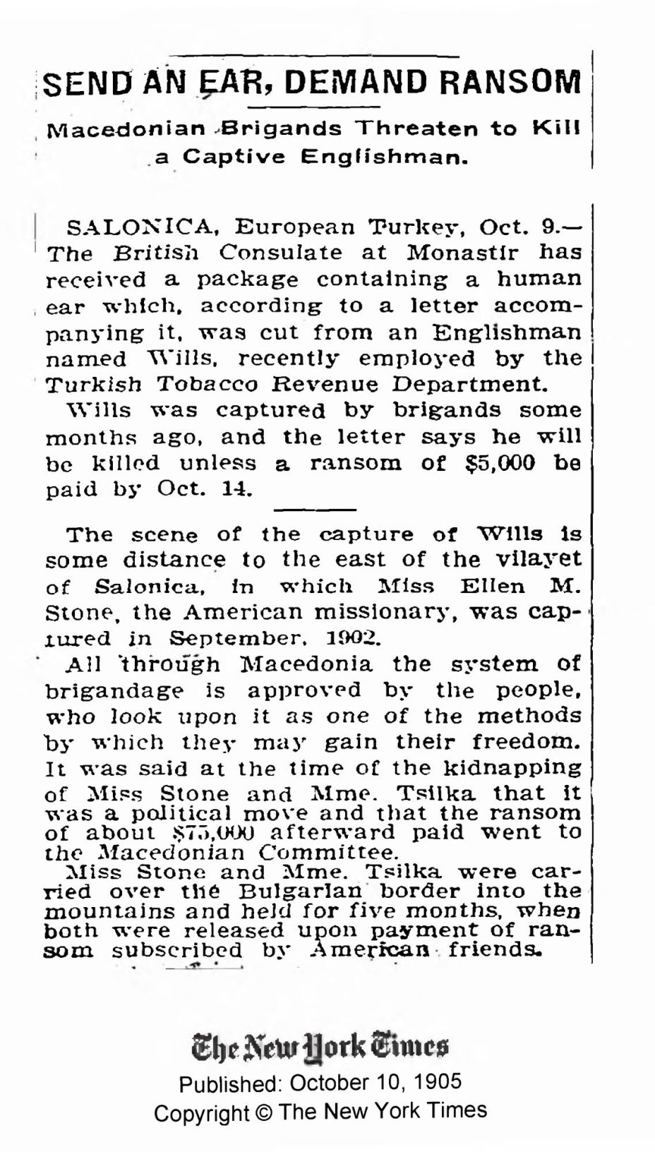 1905.10.10_The New York Times – Macedonians captive Englishman 1905.10.10_The New York Times - Macedonians captive Englishman