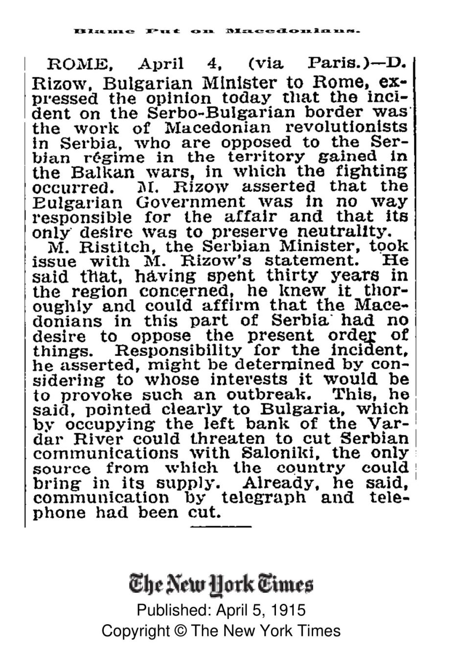 1915.04.05_The New York Times – Blame put on Macedonians