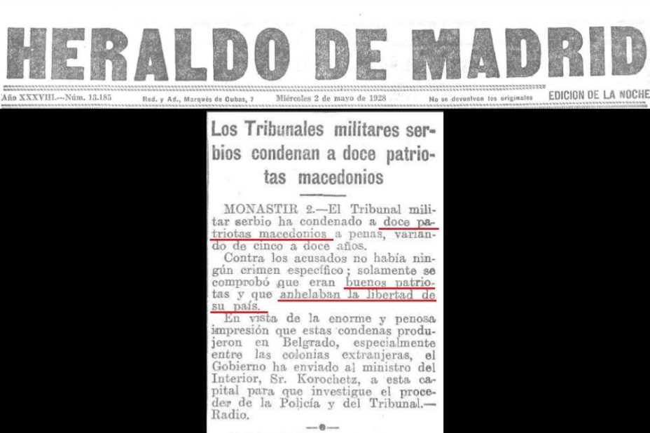 1928.05.02_Heraldo de Madrid – Los Tribunales militares serbios condenan a doce patriotas macedonios 1928.05.02_Heraldo de Madrid