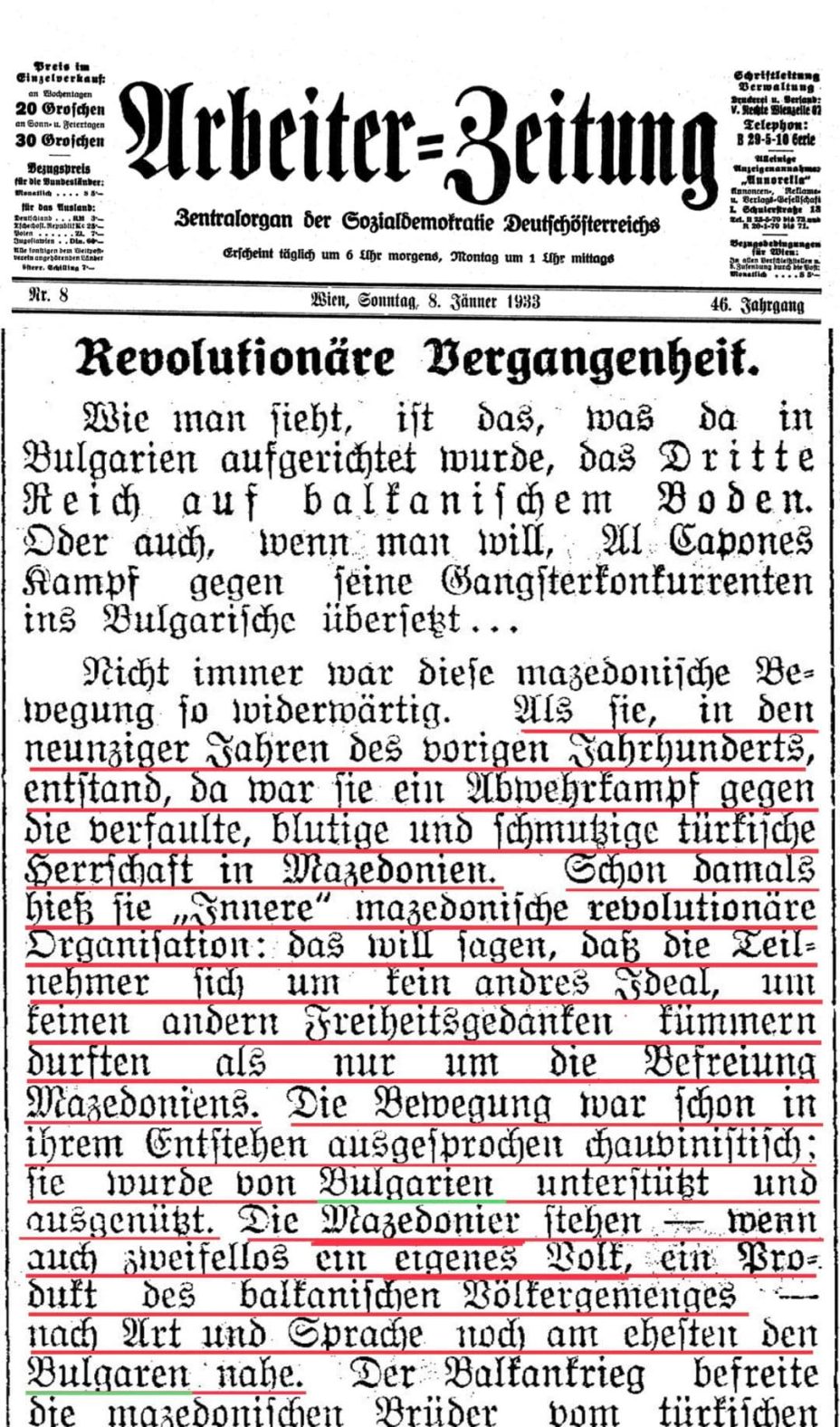1933.01.08_Arbeiter Zeitung - Revolutionäre Vergangenheit