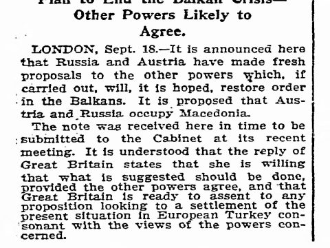 1903.09.18_The New York Times - Austria and Russia may occupy Macedonia