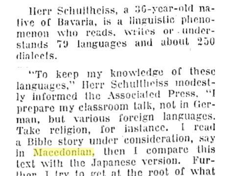 1928.01.06_Waikato Times – German teacher knows 79 languages, p9 1928.01.06_Waikato Times - German teacher knows 79 languages, p9