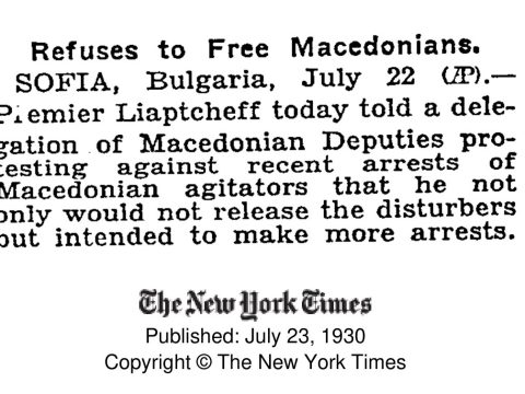 1930.10.23_The New York Times – Refuses to free Macedonians 1930.10.23_The New York Times - Refuses to free Macedonians-01