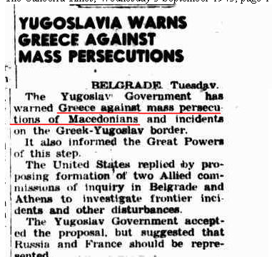 1945.09.05_Canberra Times - Yugoslavia warns Greece against mass persecutions, p01